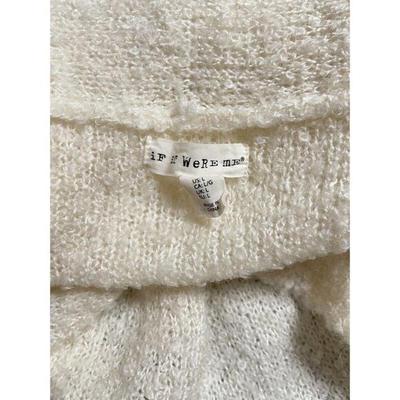 If It Where Me Womens Ivory Wool Open Cardigan Pocket Collar Duster Sweater L - Picture 5 of 6